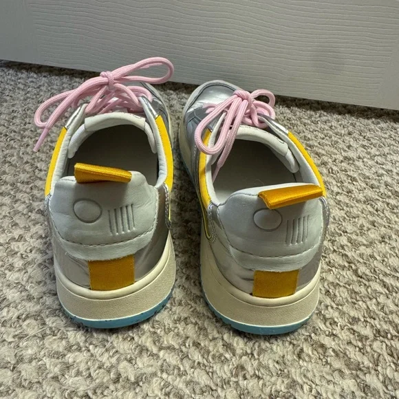 ONCEPT Silver Metallic Sneakers with Pink Laces & Yellow Accents - Picture 5 of 7